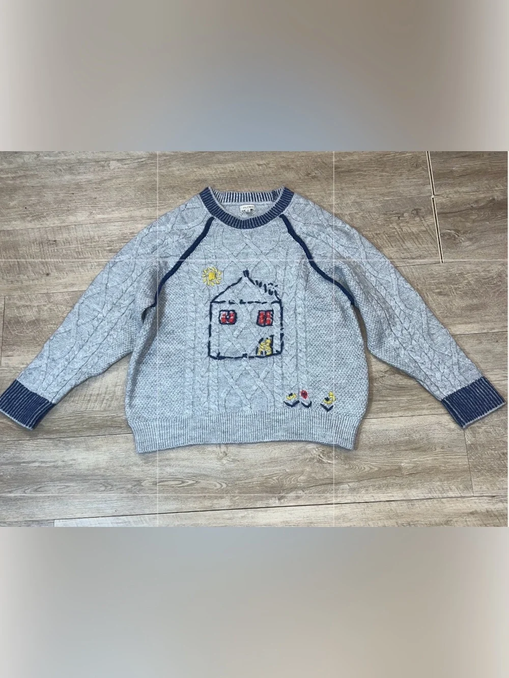 Anthropologie Pilcro Women’s Embroidered Cable Knit Sweater Size Large - Picture 4 of 9